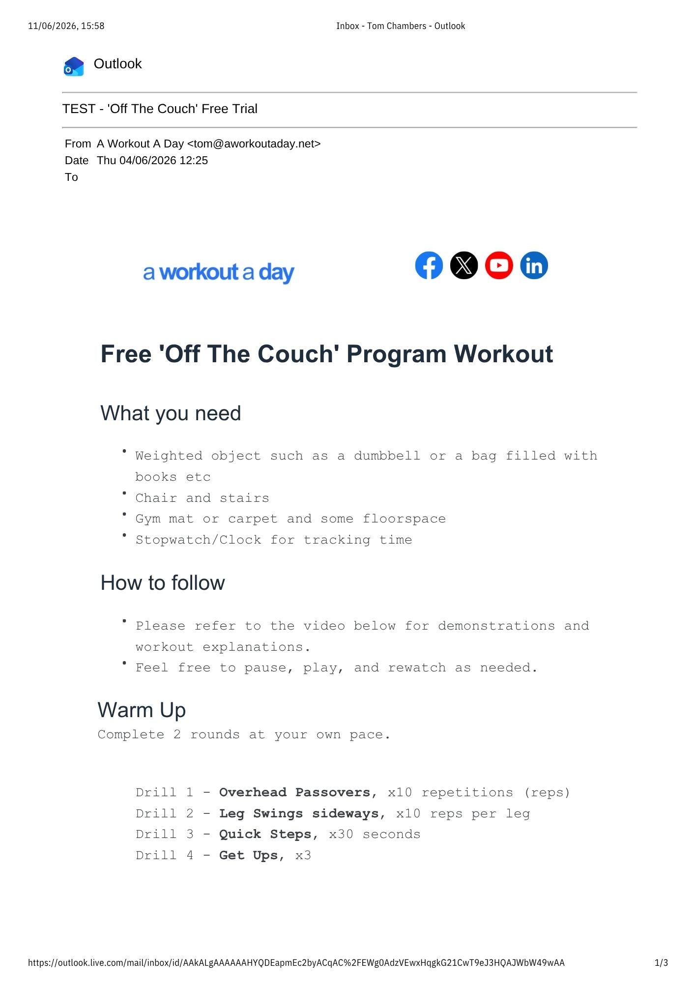 Off The Couch, Beginner Program